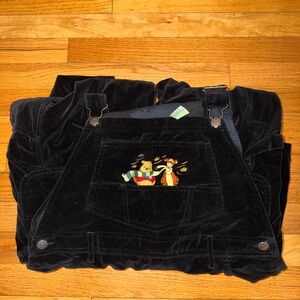 Vintage Pooh Black Velvet Overalls